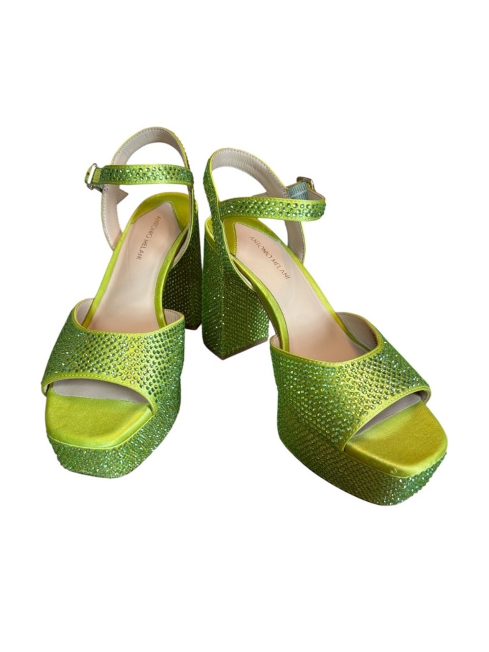 Antonio Melani Babs Lime Rhinestone Platform Heels NWOB 9.5